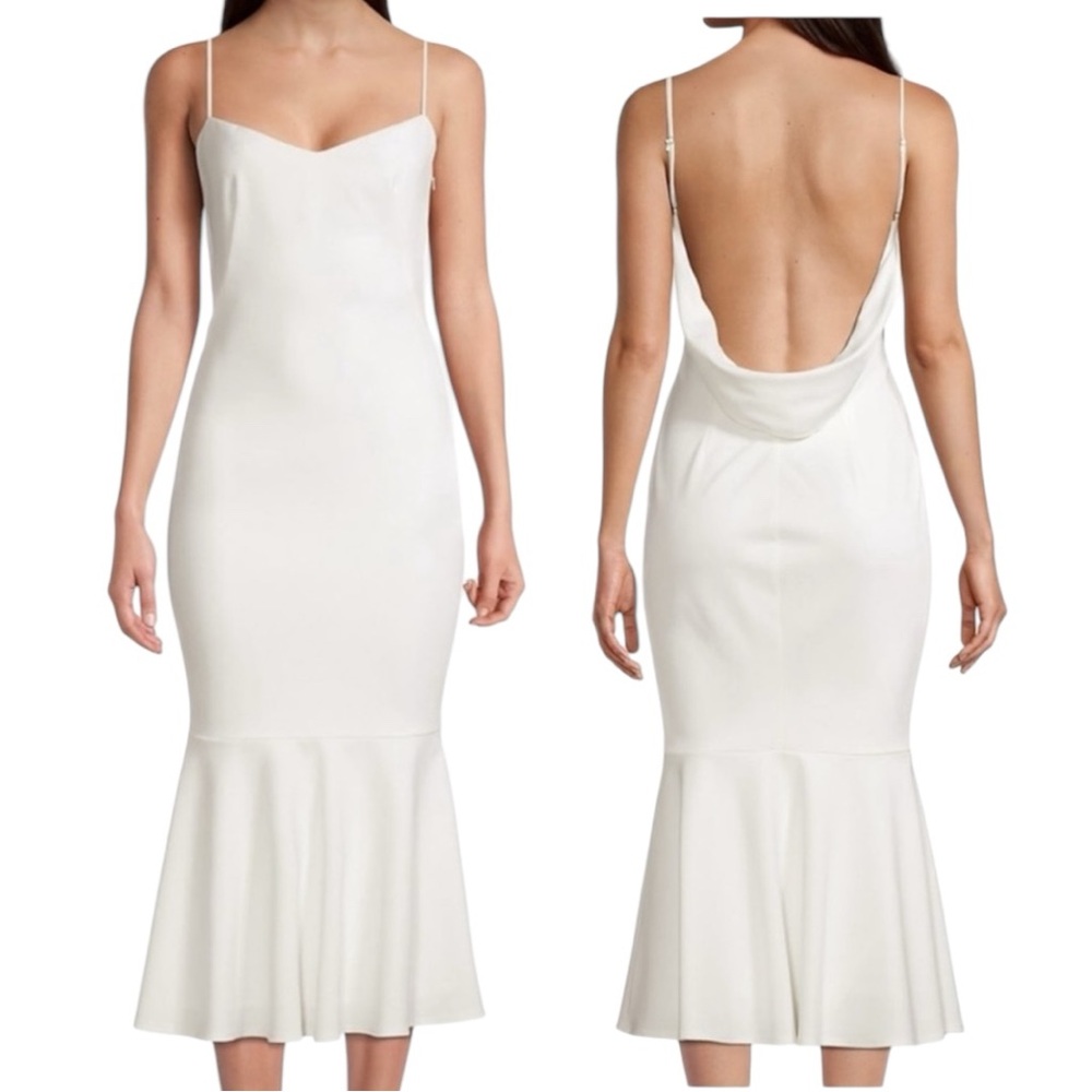 Katie May White Mermaid Spaghetti Strap Sweetheart Neckline Midi Dress Small - Picture 1 of 15